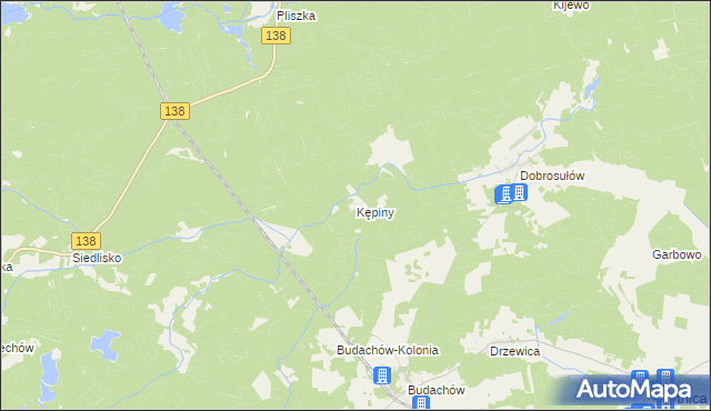 mapa Kępiny gmina Bytnica, Kępiny gmina Bytnica na mapie Targeo