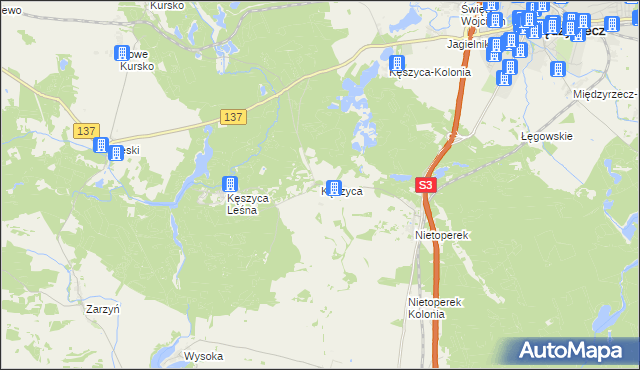 mapa Kęszyca, Kęszyca na mapie Targeo