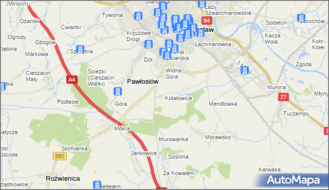 mapa Kidałowice, Kidałowice na mapie Targeo
