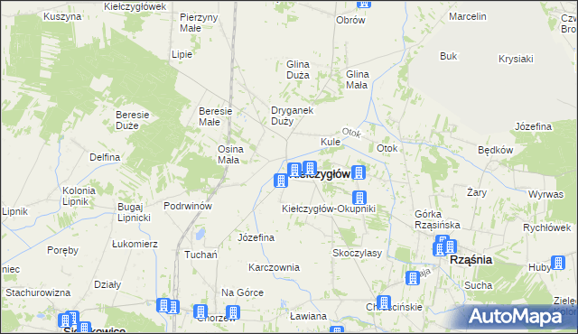 mapa Kiełczygłów, Kiełczygłów na mapie Targeo
