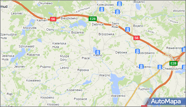 mapa Kielno gmina Szemud, Kielno gmina Szemud na mapie Targeo