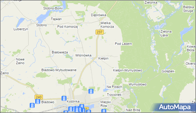 mapa Kiełpin gmina Tuchola, Kiełpin gmina Tuchola na mapie Targeo