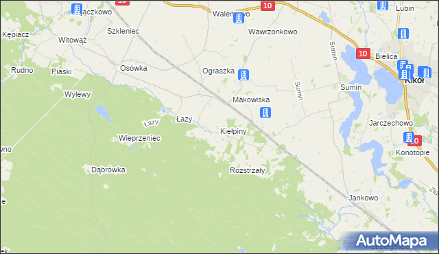 mapa Kiełpiny gmina Czernikowo, Kiełpiny gmina Czernikowo na mapie Targeo