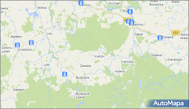 mapa Kierzki gmina Banie Mazurskie, Kierzki gmina Banie Mazurskie na mapie Targeo