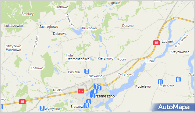 mapa Kierzkowo gmina Trzemeszno, Kierzkowo gmina Trzemeszno na mapie Targeo
