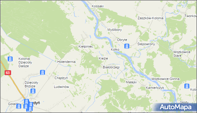 mapa Kiezie, Kiezie na mapie Targeo
