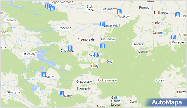 mapa Kije gmina Błaszki, Kije gmina Błaszki na mapie Targeo