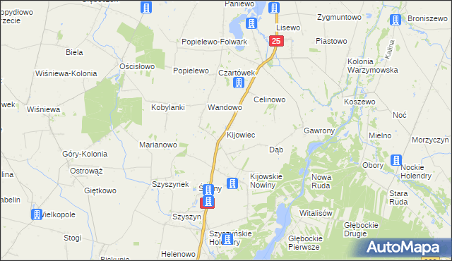 mapa Kijowiec gmina Ślesin, Kijowiec gmina Ślesin na mapie Targeo