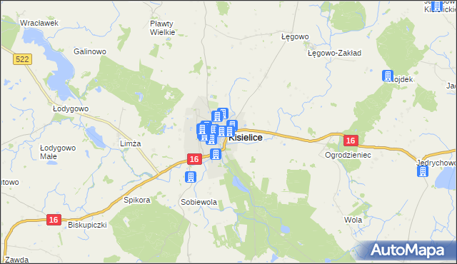 mapa Kisielice, Kisielice na mapie Targeo