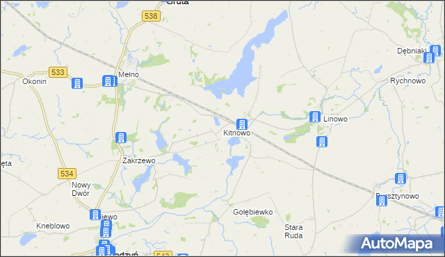 mapa Kitnowo gmina Gruta, Kitnowo gmina Gruta na mapie Targeo