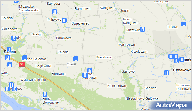 mapa Kłaczkowo, Kłaczkowo na mapie Targeo