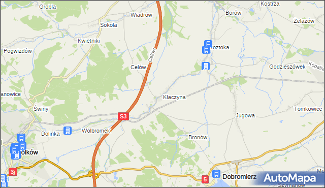 mapa Kłaczyna, Kłaczyna na mapie Targeo