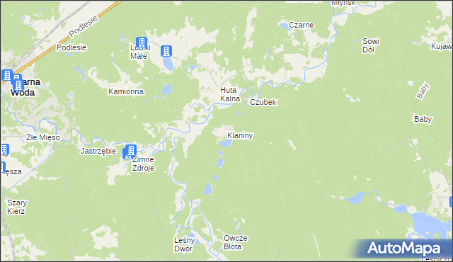 mapa Klaniny, Klaniny na mapie Targeo