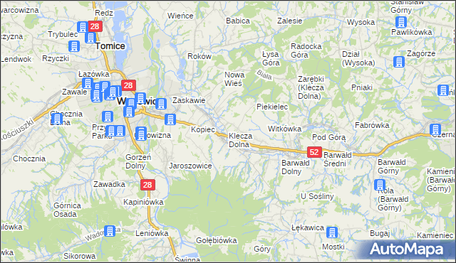 mapa Klecza Dolna, Klecza Dolna na mapie Targeo