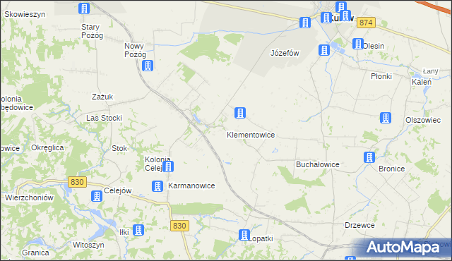 mapa Klementowice, Klementowice na mapie Targeo