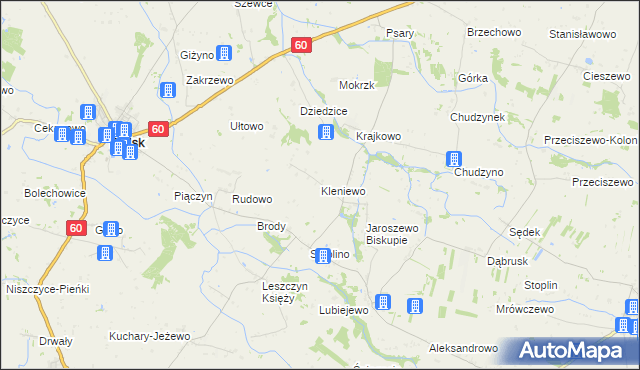 mapa Kleniewo gmina Bielsk, Kleniewo gmina Bielsk na mapie Targeo