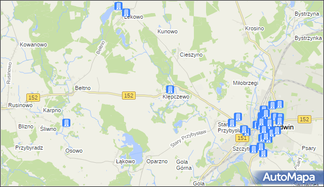 mapa Klępczewo, Klępczewo na mapie Targeo