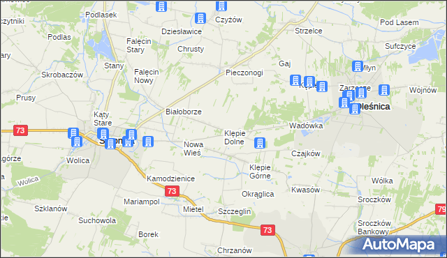 mapa Klępie Dolne, Klępie Dolne na mapie Targeo