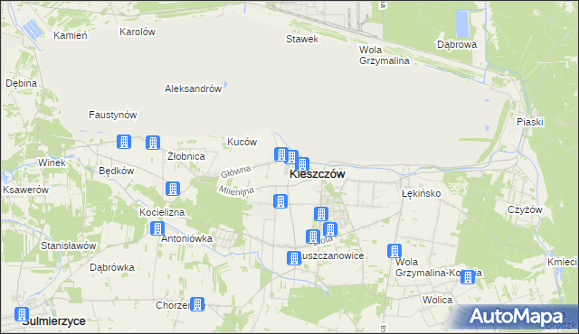 mapa Kleszczów powiat bełchatowski, Kleszczów powiat bełchatowski na mapie Targeo