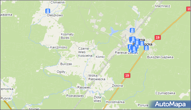 mapa Klimki gmina Czarna Białostocka, Klimki gmina Czarna Białostocka na mapie Targeo