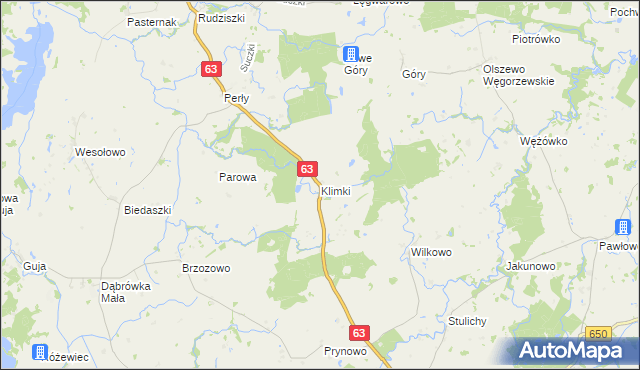 mapa Klimki gmina Węgorzewo, Klimki gmina Węgorzewo na mapie Targeo
