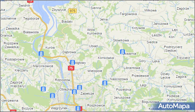 mapa Klimkówka gmina Chełmiec, Klimkówka gmina Chełmiec na mapie Targeo
