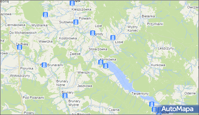 mapa Klimkówka gmina Ropa, Klimkówka gmina Ropa na mapie Targeo