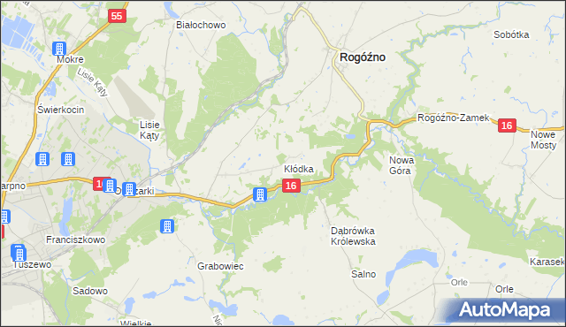 mapa Kłódka gmina Rogóźno, Kłódka gmina Rogóźno na mapie Targeo