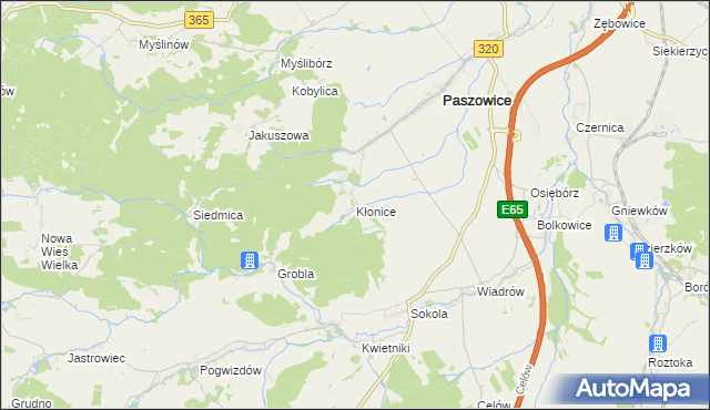 mapa Kłonice, Kłonice na mapie Targeo