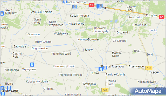 mapa Kłonów, Kłonów na mapie Targeo