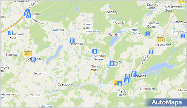 mapa Klonowo Górne, Klonowo Górne na mapie Targeo