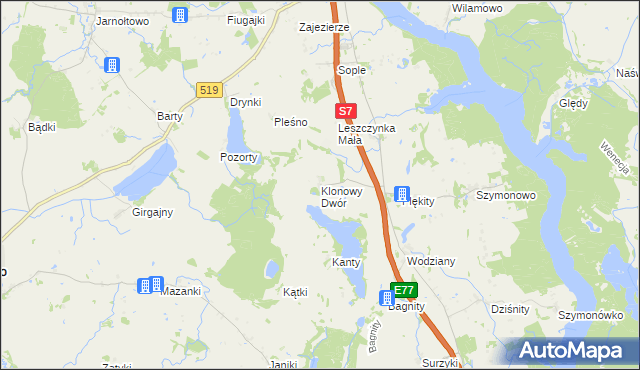 mapa Klonowy Dwór, Klonowy Dwór na mapie Targeo