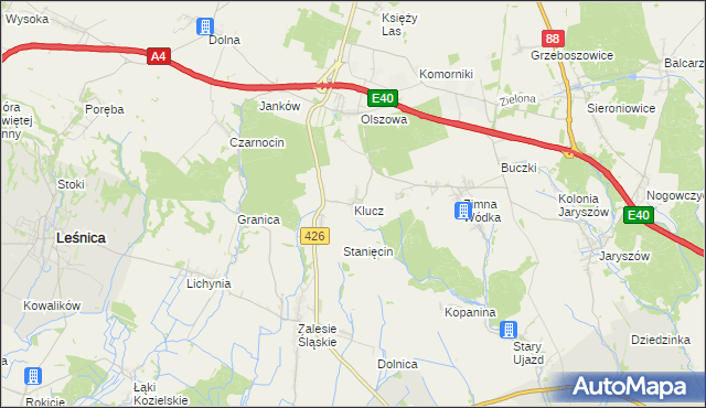 mapa Klucz gmina Ujazd, Klucz gmina Ujazd na mapie Targeo