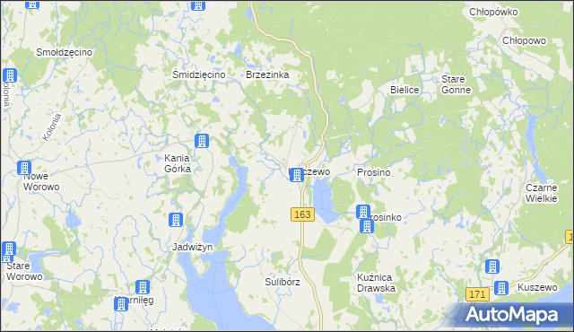 mapa Kluczewo gmina Czaplinek, Kluczewo gmina Czaplinek na mapie Targeo