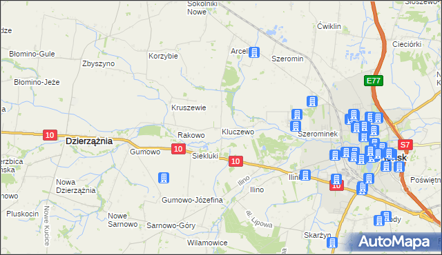 mapa Kluczewo gmina Płońsk, Kluczewo gmina Płońsk na mapie Targeo