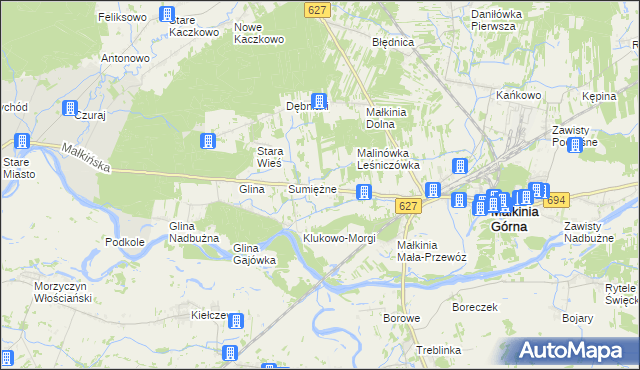mapa Klukowo gmina Małkinia Górna, Klukowo gmina Małkinia Górna na mapie Targeo