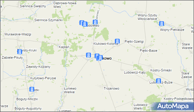mapa Klukowo powiat wysokomazowiecki, Klukowo powiat wysokomazowiecki na mapie Targeo