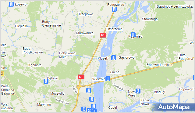 mapa Klusek gmina Pokrzywnica, Klusek gmina Pokrzywnica na mapie Targeo