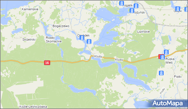 mapa Klusy gmina Orzysz, Klusy gmina Orzysz na mapie Targeo