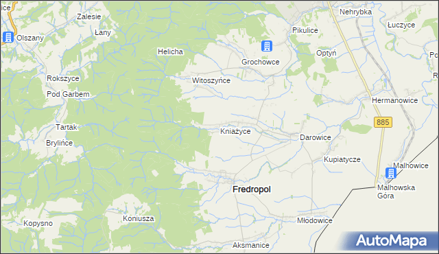 mapa Kniażyce, Kniażyce na mapie Targeo