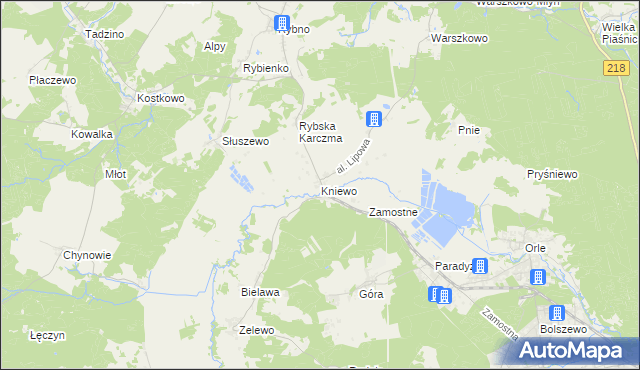 mapa Kniewo, Kniewo na mapie Targeo