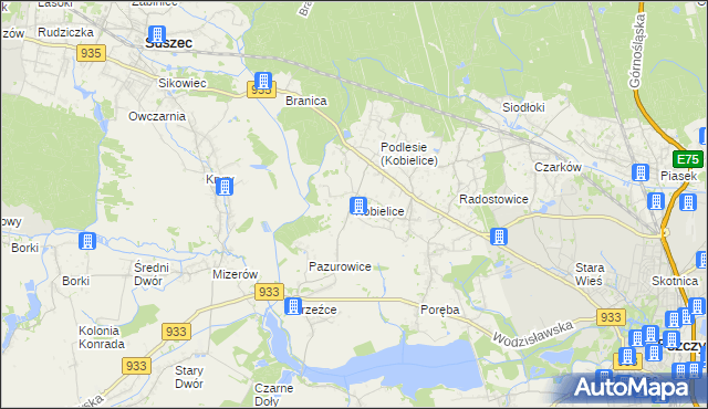 mapa Kobielice gmina Suszec, Kobielice gmina Suszec na mapie Targeo