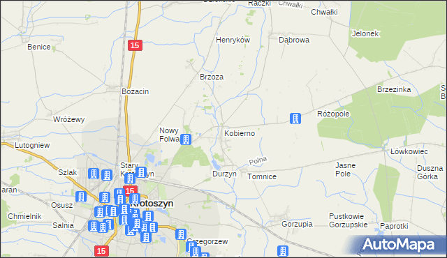 mapa Kobierno gmina Krotoszyn, Kobierno gmina Krotoszyn na mapie Targeo