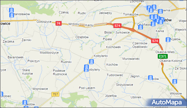 mapa Kobylanki gmina Opatów, Kobylanki gmina Opatów na mapie Targeo