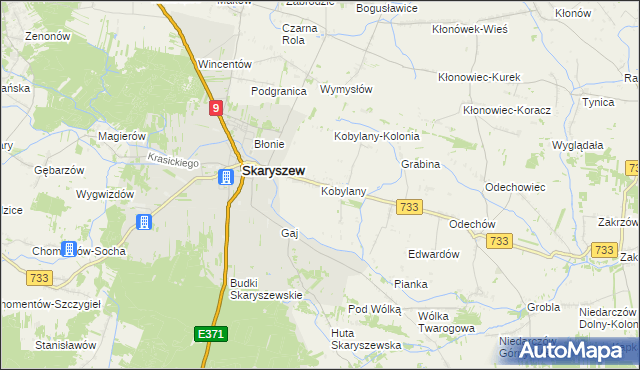 mapa Kobylany gmina Skaryszew, Kobylany gmina Skaryszew na mapie Targeo