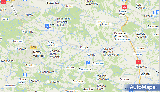 mapa Kobyle gmina Nowy Wiśnicz, Kobyle gmina Nowy Wiśnicz na mapie Targeo