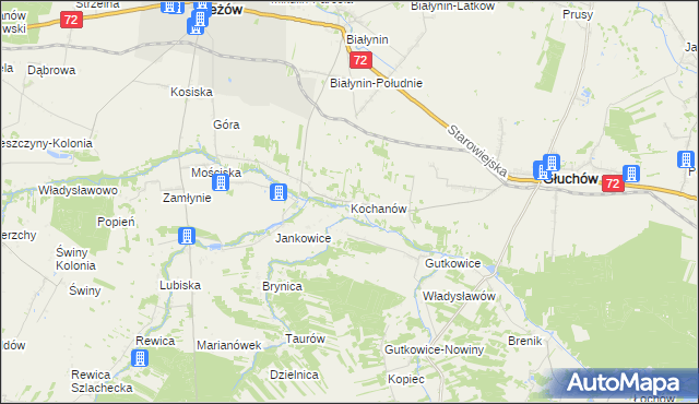 mapa Kochanów gmina Głuchów, Kochanów gmina Głuchów na mapie Targeo