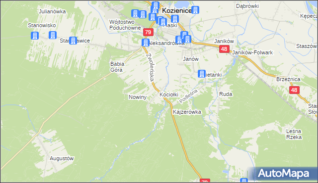 mapa Kociołki gmina Kozienice, Kociołki gmina Kozienice na mapie Targeo