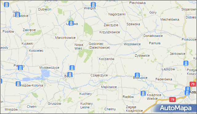 mapa Koczanów, Koczanów na mapie Targeo