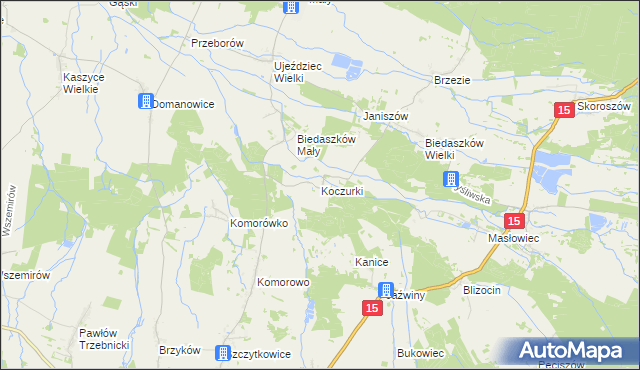 mapa Koczurki, Koczurki na mapie Targeo